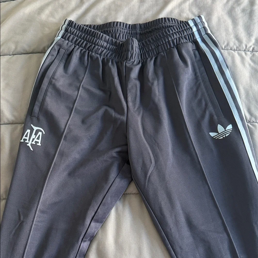Adidas Argentina Dark Gray Joggers with Blue Stripes - Picture 1 of 4